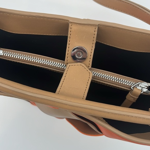 NEW & Other Stories Braided Leather Bucket Shoulder Bag Orange and Tan - Picture 5 of 8